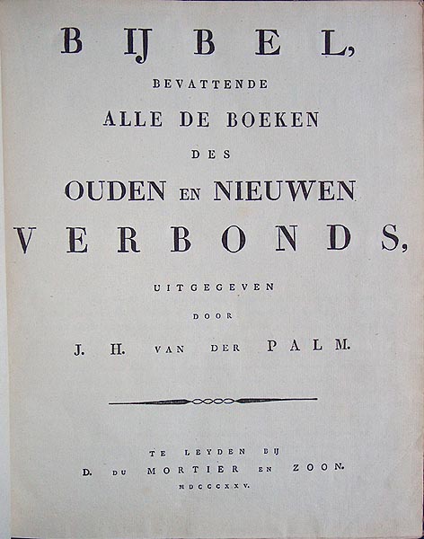 Bijbel Johannes Henricus Van der Palm